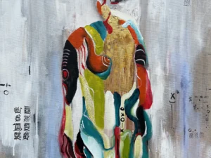 A standing human-like figure composed of black