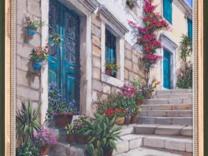 Painting with a stone stairway