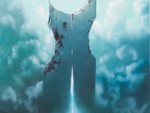 Painting with a fractured central tower