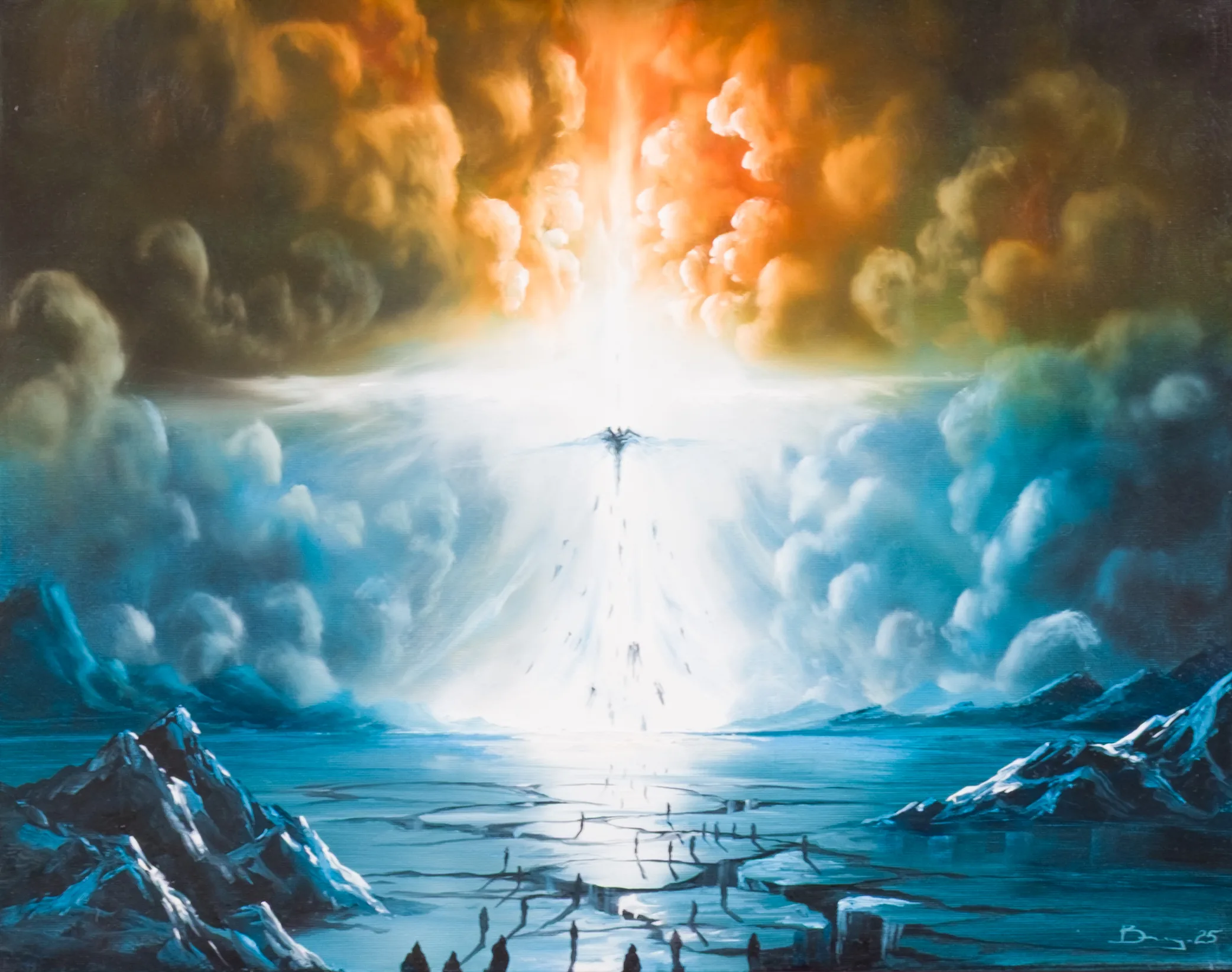 Painting with an icy landscape