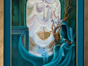 Painting with an arched interior scene