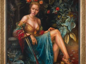 Painting with seated woman