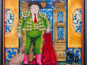 Painting with a frontal full-length figure in a green matador suit