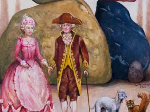 two small figures in historical dress