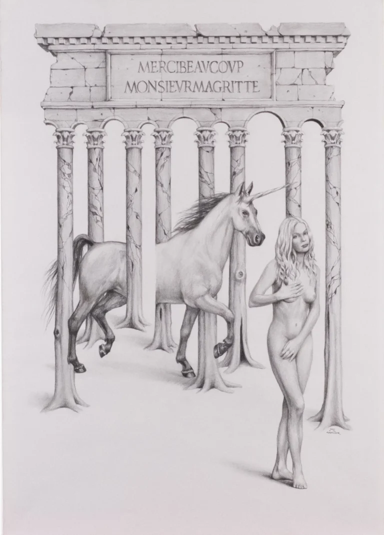 Pencil drawing with a nude figure